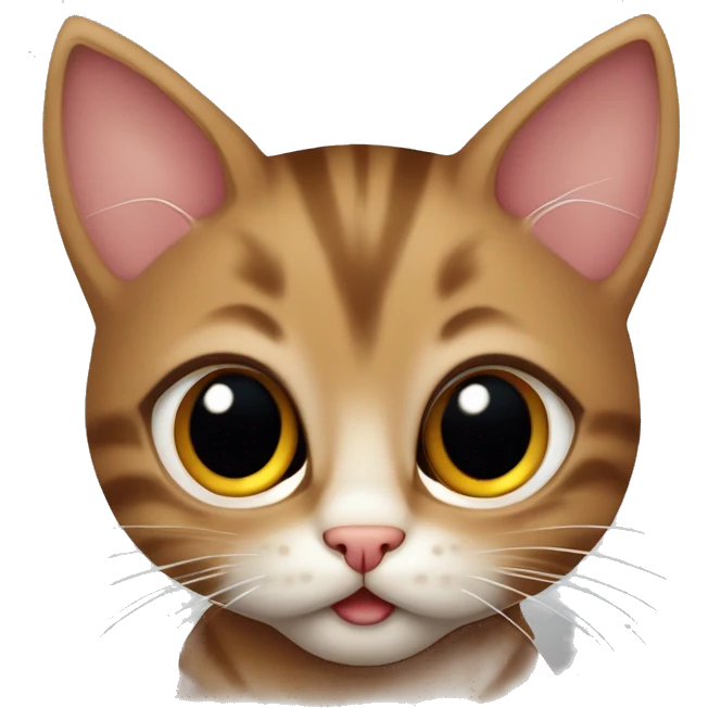 Bruine kitten met grote ogen en wimpers  emoji