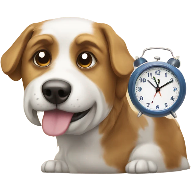 alarm clock on dog emoji