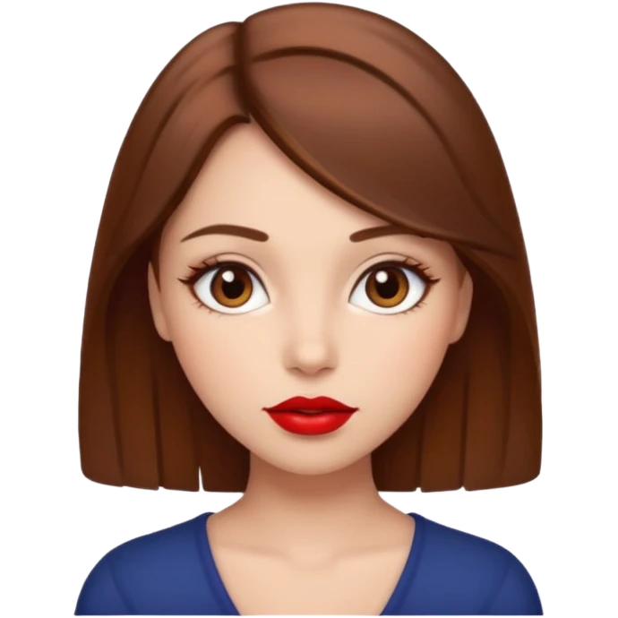 Girl who have brown hair brown eyes and beautiful red lip  emoji