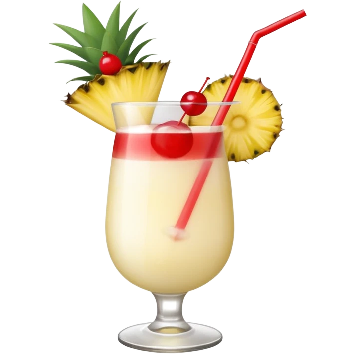 Pina colada mocktail with pineapple slices and cherry garnishes  emoji