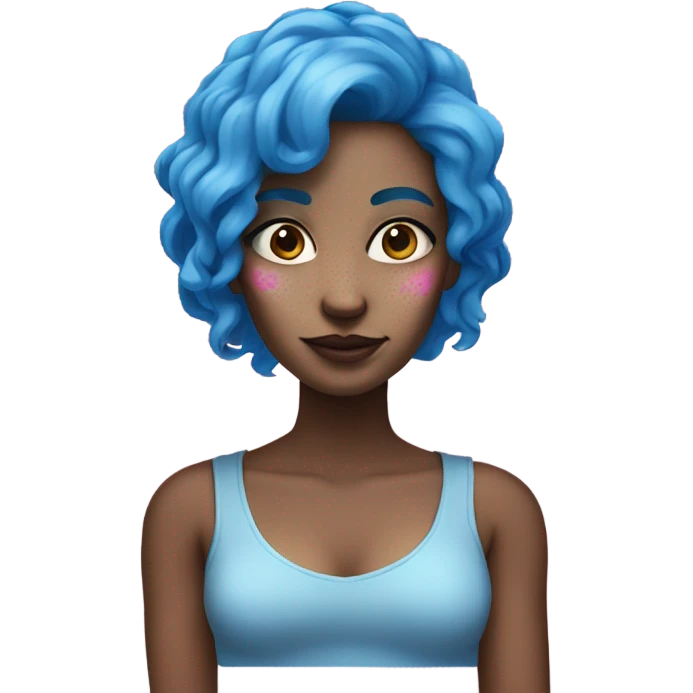 Woman with blue skin, blue hair, pink freckles  emoji