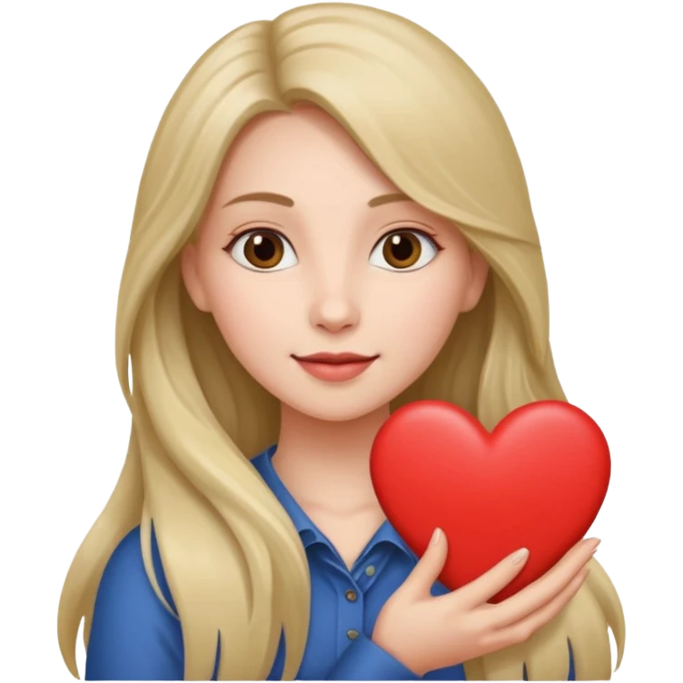 Make her hold a love heart ,long hair,more accurate to the image emoji