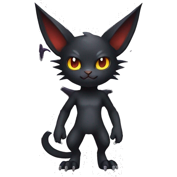 Black Cool Edgy Punk-Gothic Bat-winged Litten-Bat-cat-Fakemon full body emoji