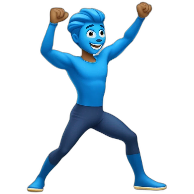 blue cartoon guy shaking gluteus maximus dance emoji