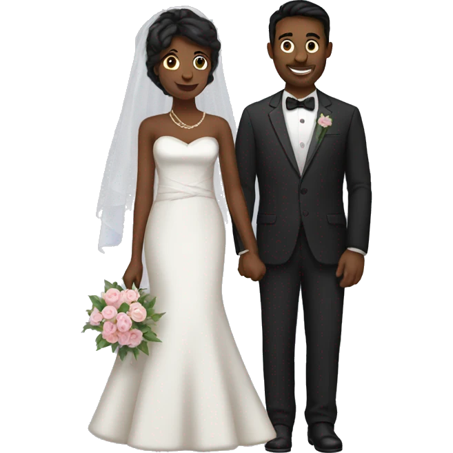 Married dark haired couple emoji