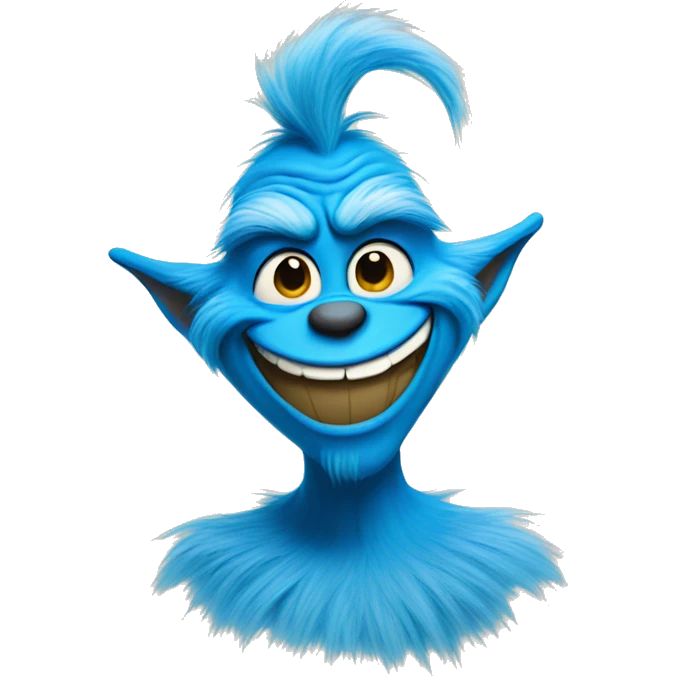 blue grinch with a big smile  emoji
