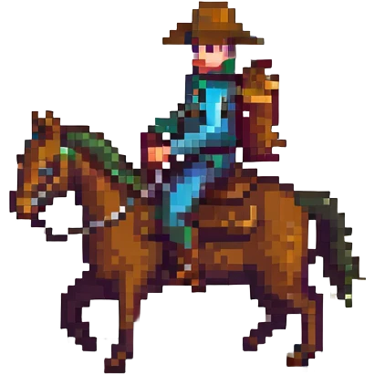 cowboy riding a horse pixel art emoji