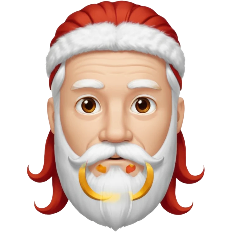 very white bearded and white mustached, red long haired, wearing ear accessories emoji
