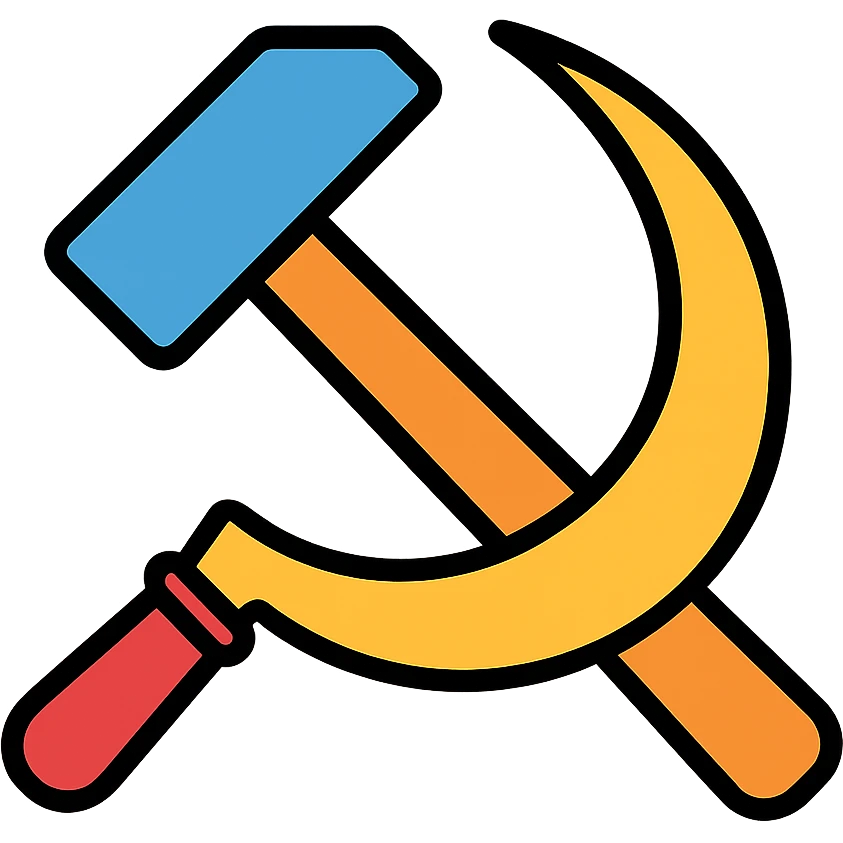 A hammer and sickle tool symbol with the hammer and sickle crossed emoji