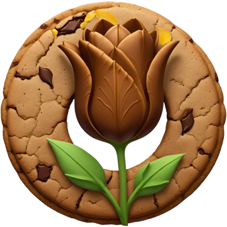 brown emojis of cookie, tulip, leaf, chocolate emoji
