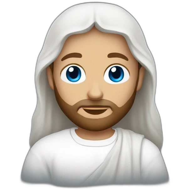 Jesus with blue eyes and white t-shirt emoji