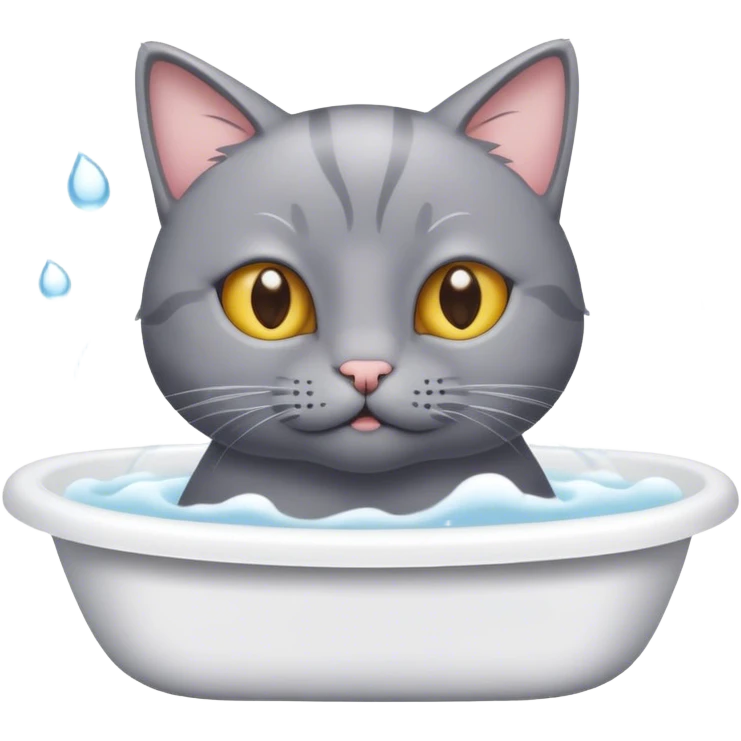 Grey Cat taking a bath emoji