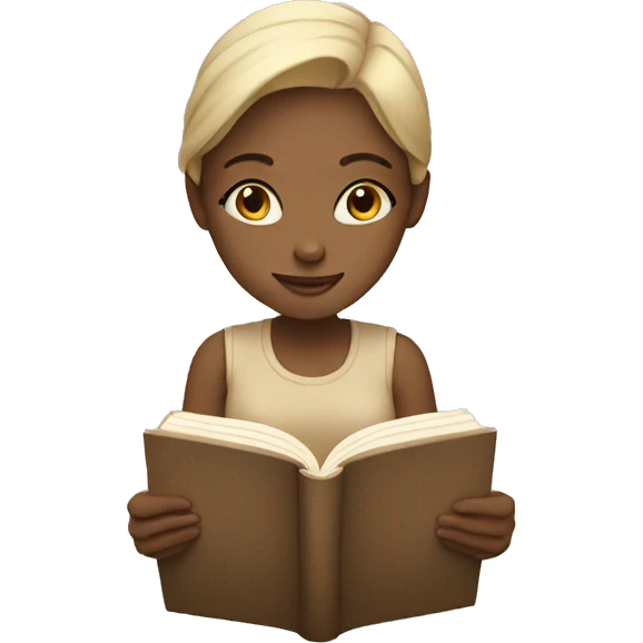 Girl reading a book. In beige tones  emoji