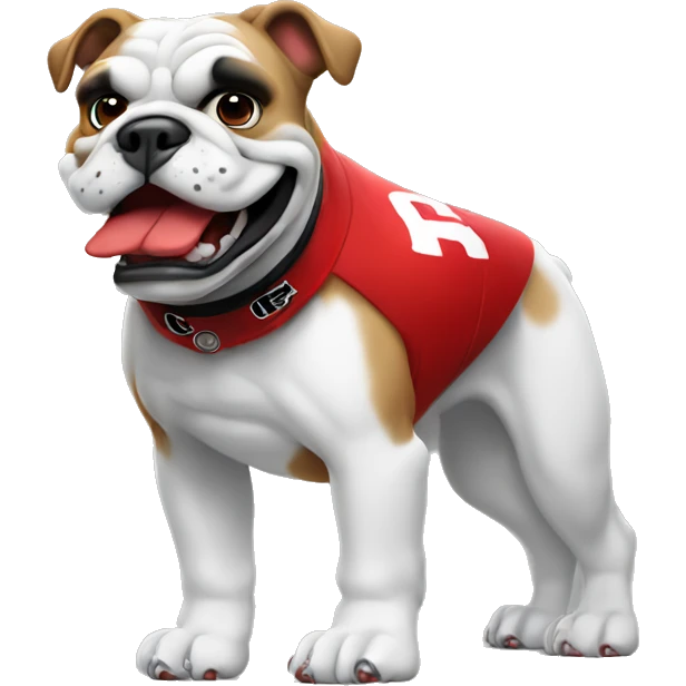 white UGA Georgia bulldog with a football and a red collar  emoji