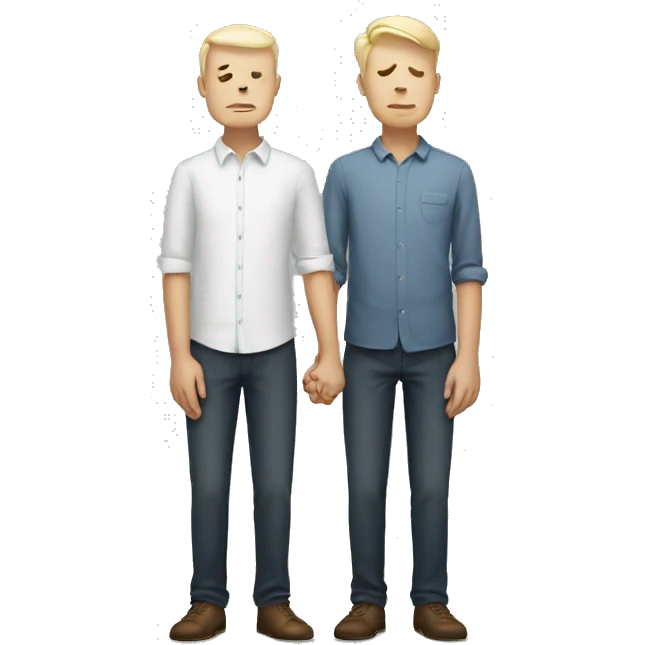 3 sad white men holding hands  emoji