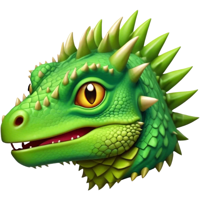 Cinematic Comical Iguana Portrait Emoji, Head tilted dramatically with an exaggeratedly shocked expression, featuring a robust, textured body with a quirky, spiky crest and wide, comically expressive eyes full of playful disbelief, Simplified yet hilariously expressive features, highly detailed, glowing with a slightly sassy jungle glow, high shine, dramatic yet playful, stylized with an air of quirky reptilian mischief, soft glowing outline, capturing the essence of a meme-worthy iguana that looks ready to side-eye its way into viral fame! emoji