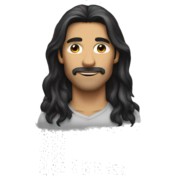 Man black-long-hair,no-beard emoji