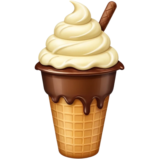 Ice cream in a cup with chocolate emoji