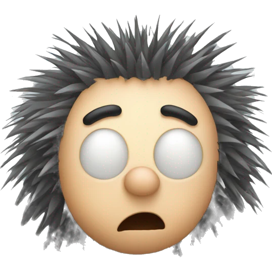Porcupine man looking shocked static hair crouched down emoji