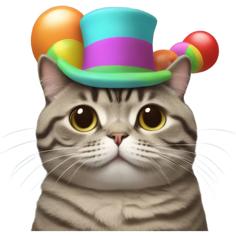 pusheen the cat with clown hat emoji