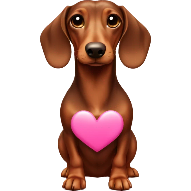 brown dachshund with pink heart emoji