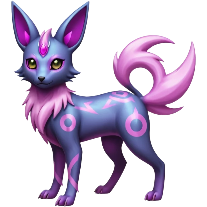 White and magenta pastel soft glossy smooth alloy divine holy legendary epic ethereal fantasy cyperpunk futuristic feral Manectric-Luxray-Umbreon-Espeon-Amaura-Electrike-fusion-creature  emoji