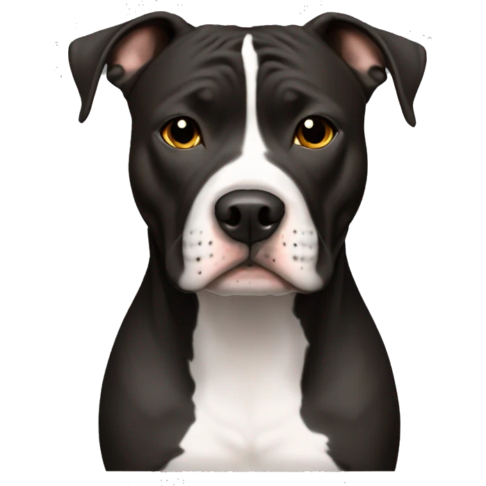American Staffordshire Terrier, male, darkblack & white, brown eyes emoji