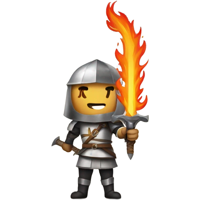 Make a crusader carrying a flaming sword emoji