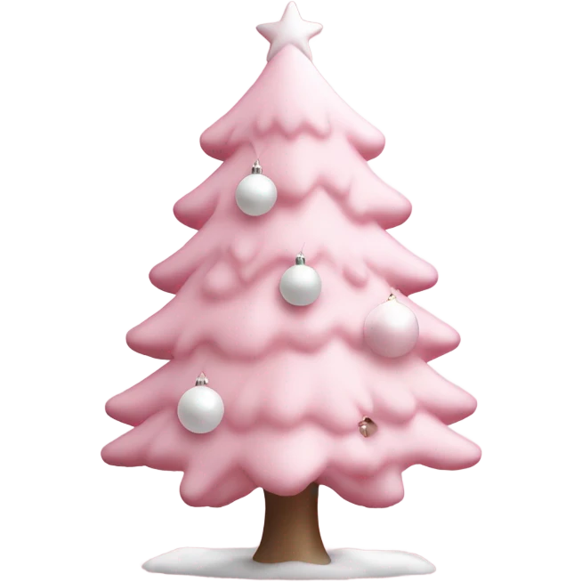 baby pink christmas tree with white baubles  emoji