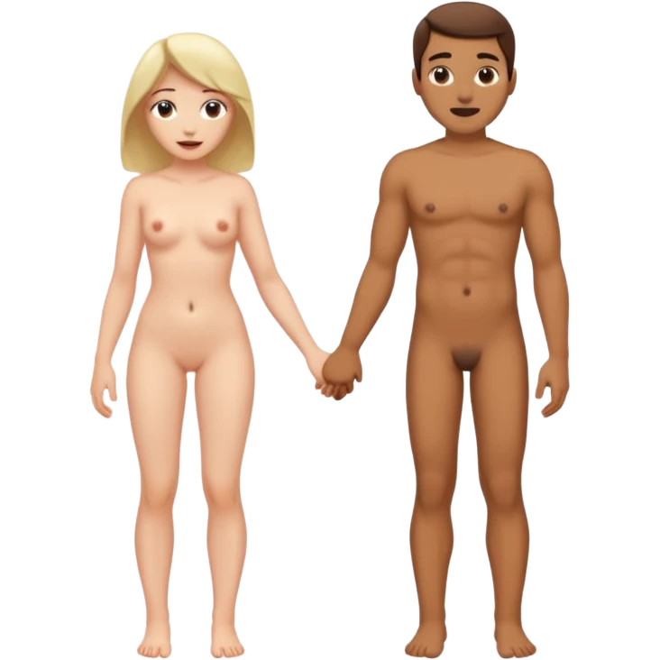 Naked woman whole body sexing with another man emoji