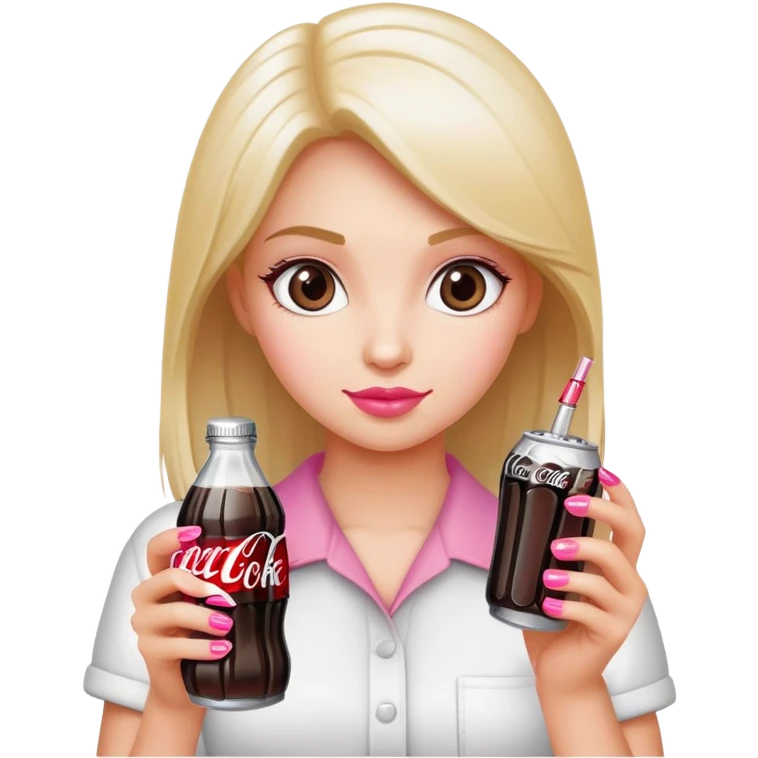Diet Coke in a girls hand with pink nails emoji