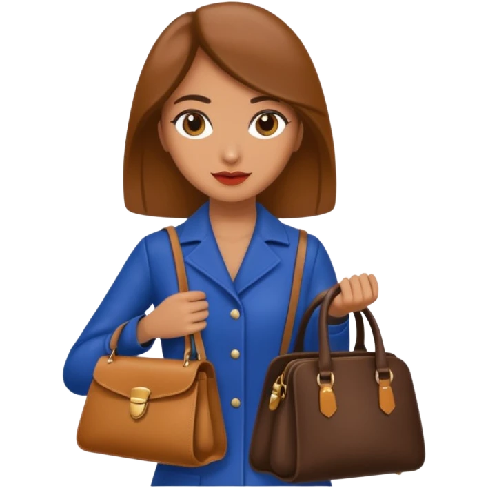 italian female with italian fashion style, holding bag emoji
