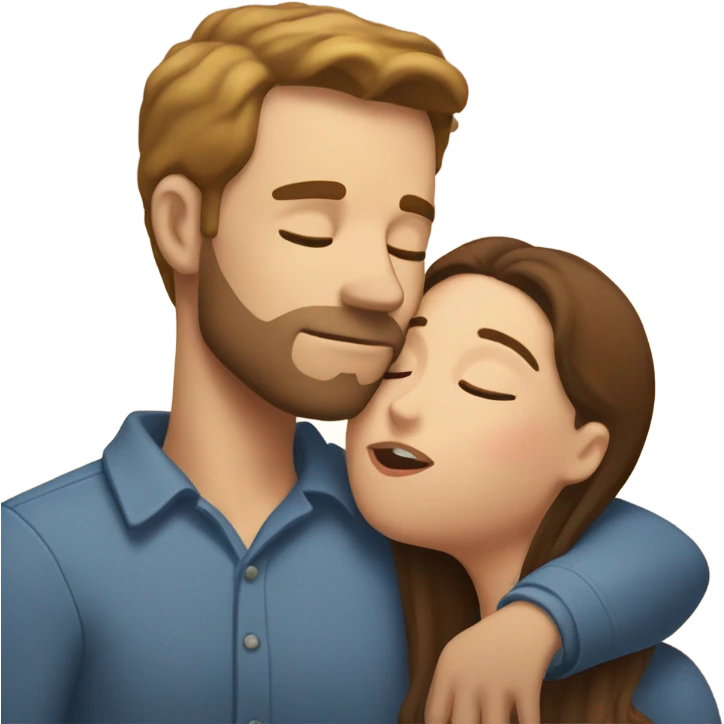 White man kissing white woman brown hair good night  emoji