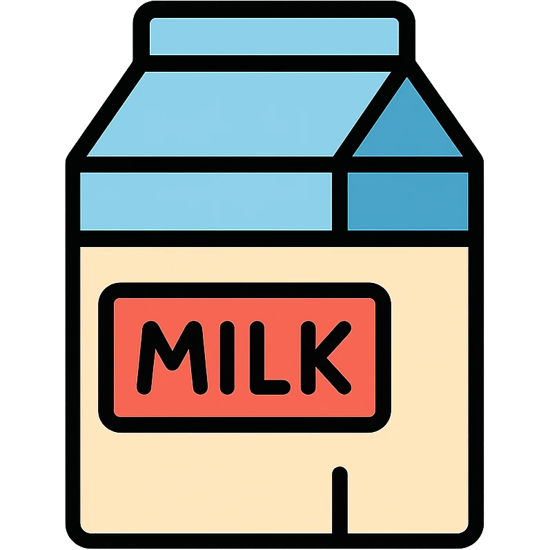 milk sticker, clean and modern color icon style emoji