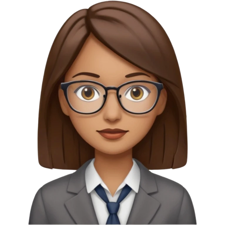 a woman in her 30´s, with medium brown straight hair, long. Grey eyes, working as an educator emoji