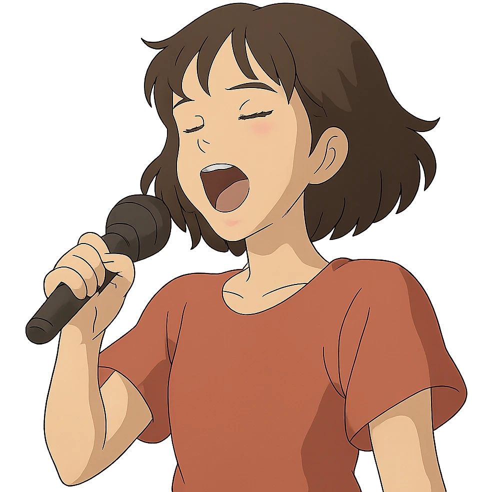 young lady singing emoji