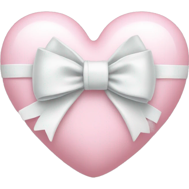 Pastel pink heart with white bow emoji