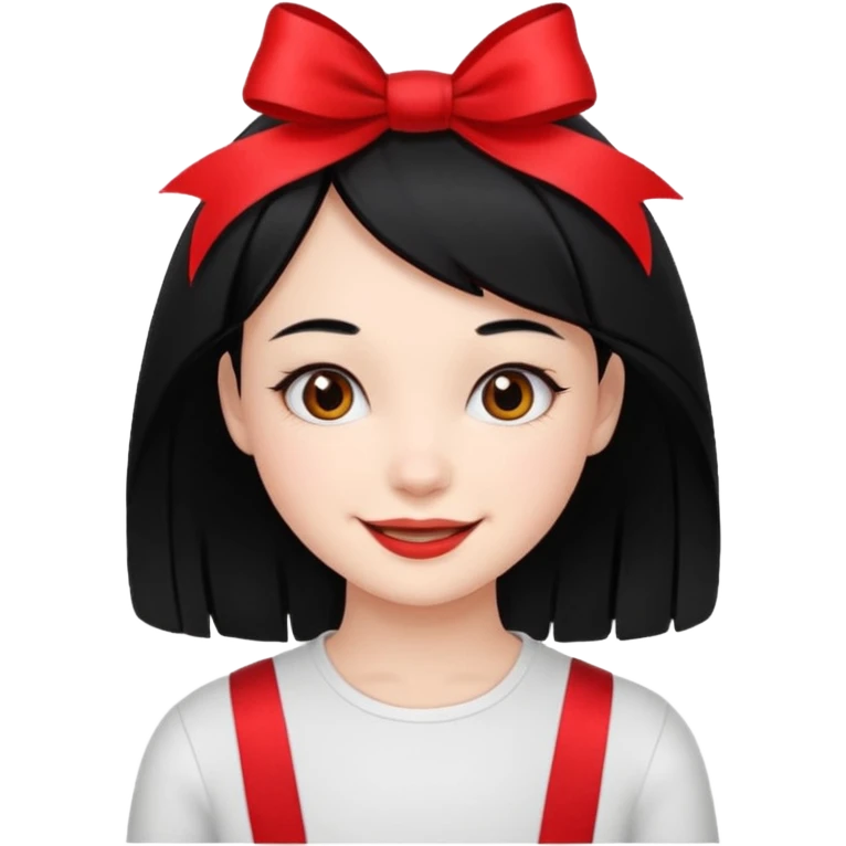 girl that have a red ribbon in her hair the hair is black  emoji