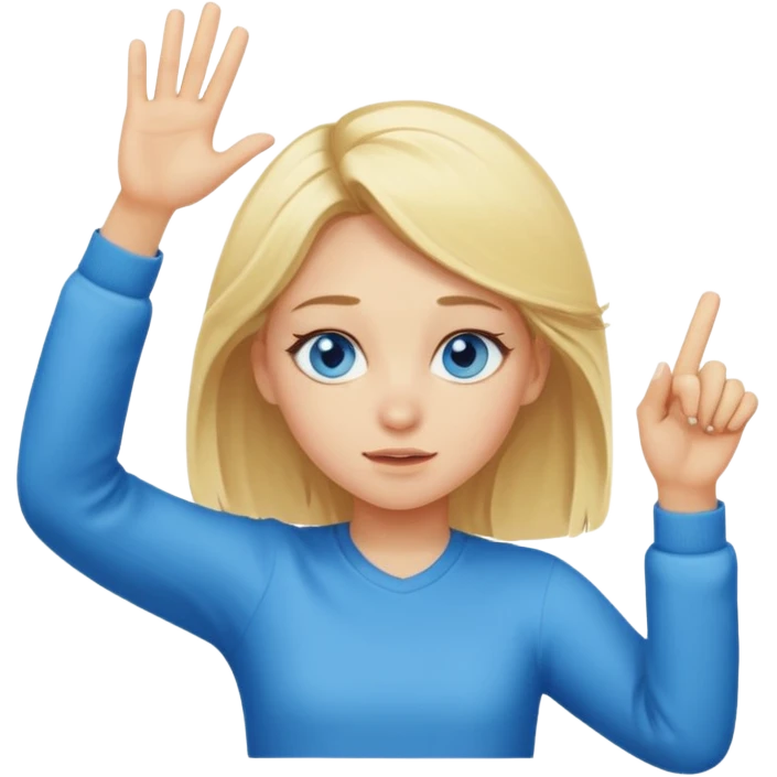 blonde girl with blue eyes dabbing emoji