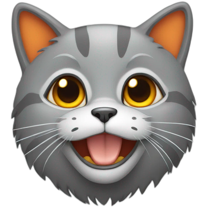 gray happy cat with orange eyes emoji
