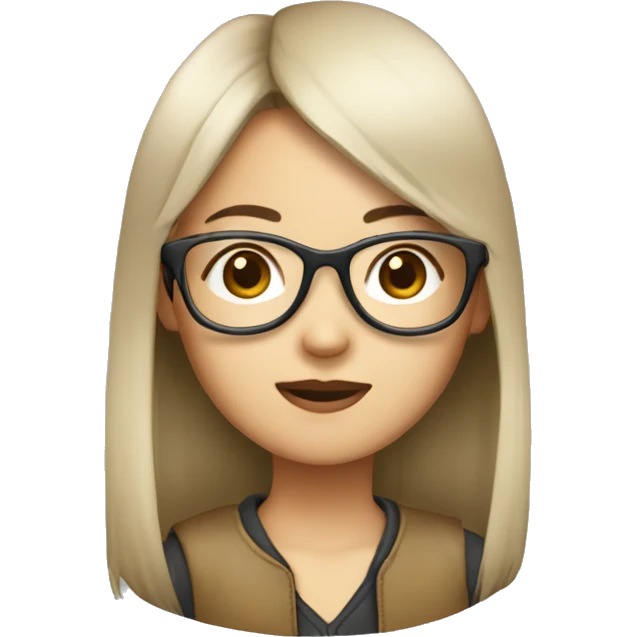 Asian girl, with long straight hair, with aviator eyeglasses emoji