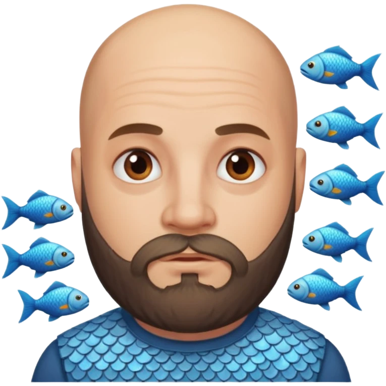 Bald man with beard and fish skin emoji