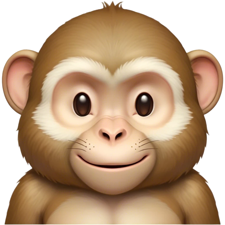 Beautiful and Majestic Cheeky Macaque Portrait Emoji, Head resting in a relaxed, contented smirk with eyes half-closed in a dreamy, playful slumber, showcasing soft, gently ruffled fur and a compact, agile build, Simplified yet exquisitely endearing features, highly detailed, glowing with a soft, radiant light, high shine, serene yet mischievous, stylized with an air of refined playful charm, soft glowing outline, capturing the essence of a beautiful and majestic macaque that embodies both cheeky humor and gentle elegance! emoji