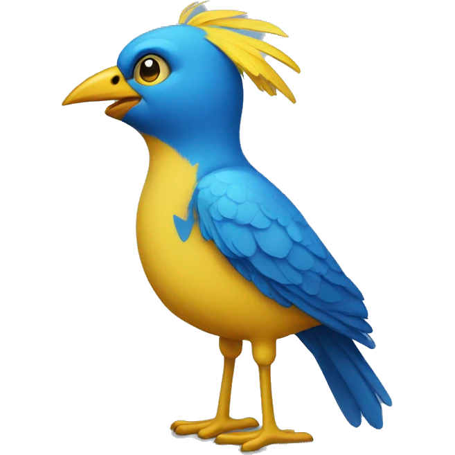 Blue silly bird boy with yellow beak emoji