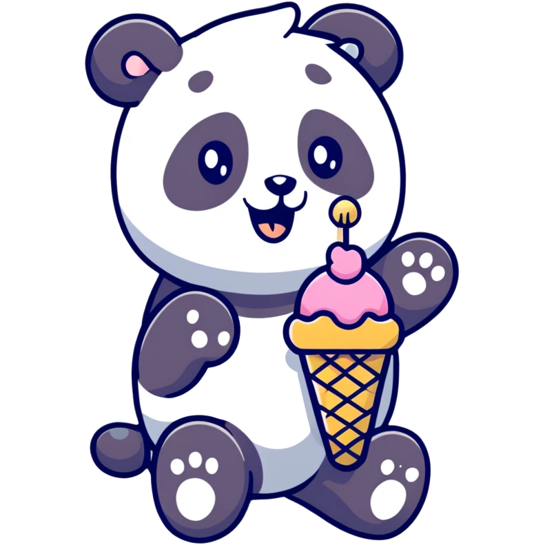 Panda eating ice cream emoji