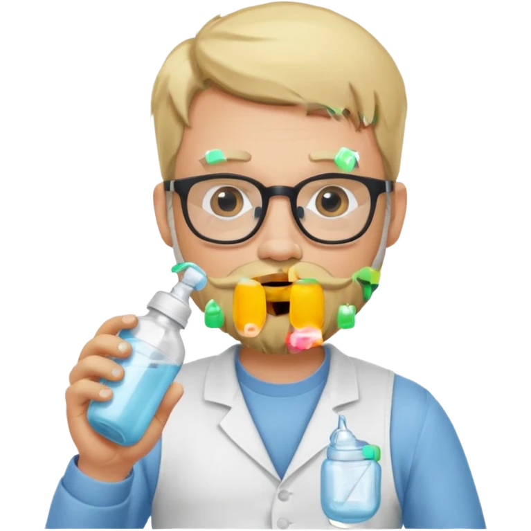 blonde bearded man with glasses with baby bottle emoji
