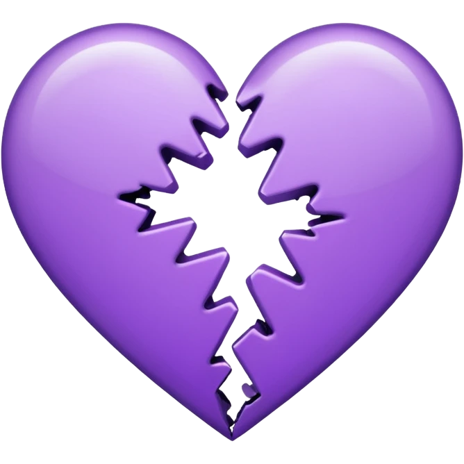 coração quebrado metade branco metade roxo emoji