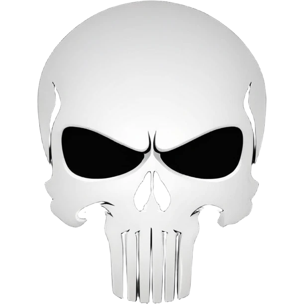 Punisher skull logo, white skull on black background emoji