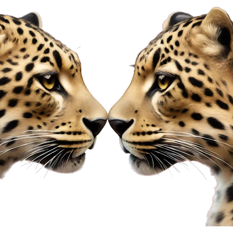 Two leopards love each other, above them there is a pink heart emoji