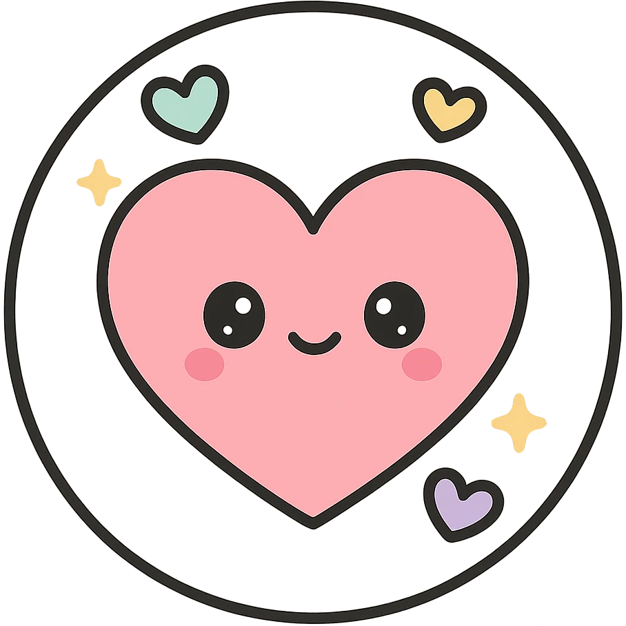 little alchemy style icon
subject: love
border: medium-black
shape: round, circular
background: white
style: full color fill with medium black outlining emoji